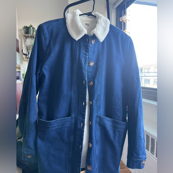 SEZANE Will Denim Jacket with faux shearling lining - New With Tags - Picture 3 of 4